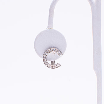 14 Kt White Gold Women's Initial Diamond Earrings
