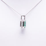 14 Kt White Gold Emerald and Diamond Necklace