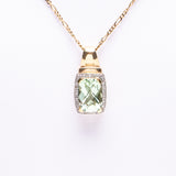 14 kt Yellow Gold and Natural Diamond and Green Quartz pendant