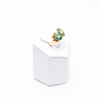 18 Kt Yellow Gold Ladies Emerald & Diamond Ring