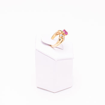 14 Kt Yellow Gold Ladies Natural Pink Sapphire & Diamond Ring