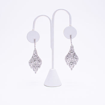 14 Kt White & Platinum Ladies 4.50 ct Natural Diamond Hand Made Custom Earrings