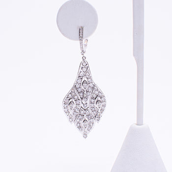 14 Kt White & Platinum Ladies 4.50 ct Natural Diamond Hand Made Custom Earrings