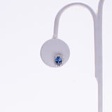 14 Kt White Gold Women's Blue Sapphire and Diamond Earrings