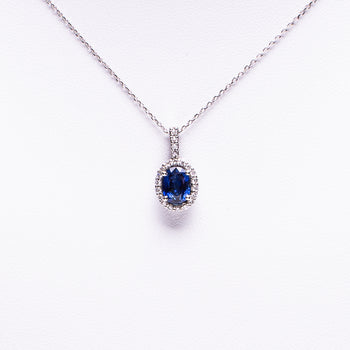 14 Kt White Gold Sapphire and Diamond Necklace