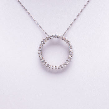 14 Kt White Gold Ladies Round Diamond Necklace