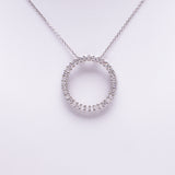 14 Kt White Gold Ladies Round Diamond Necklace