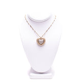 18 Kt Yellow and White Gold Diamond 3D Heart Necklace