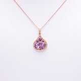 14 Kt Rose Gold Amethyst and Natural Diamond Necklace