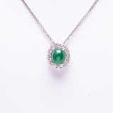 14 Kt White Gold Natural Emerald and Natural Diamond Pendant