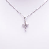 14 Kt White Gold Diamond Cross Necklace