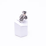 18 Kt White Gold & Black Enamel Ladies Natural Diamond, Unique Hand Made Bow Ring