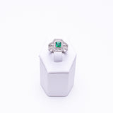 18 Kt White Gold Ladies Emerald & Diamond Ring
