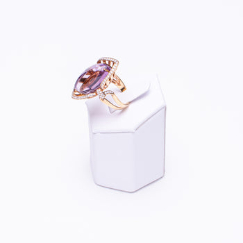 18 Kt Rose Gold Ladies Amethyst & Diamond Ring