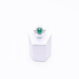 14 Kt White Gold Ladies Emerald & Diamond Ring