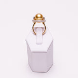 18 Kt Yellow Gold Ladies Natural South Sea Golden Pearl & Diamond Ring